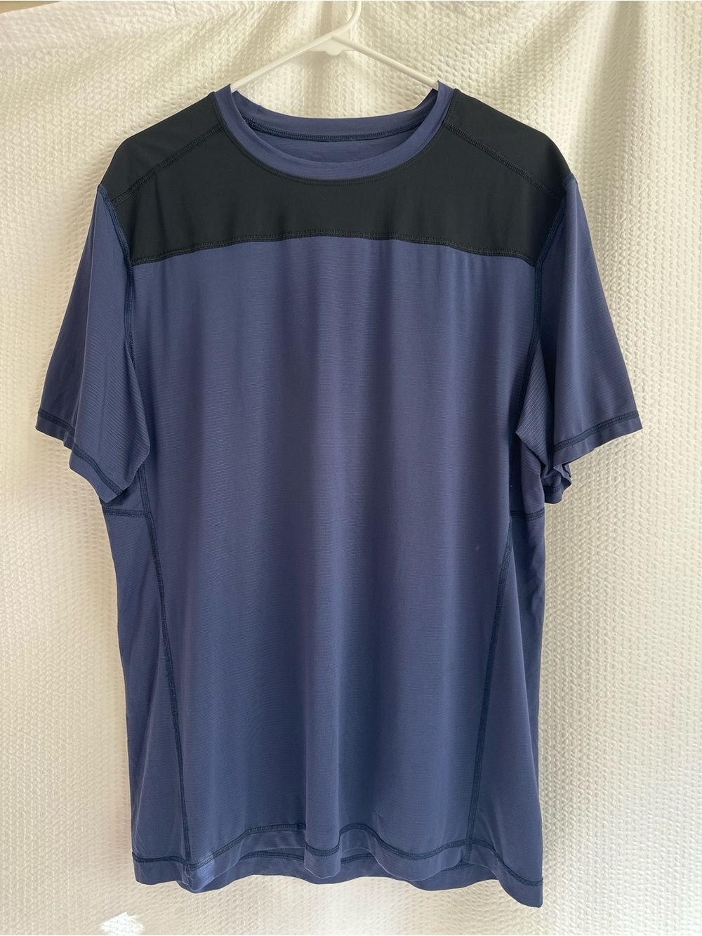 LULULEMON Metal Vent Tech Shirt Blue Black Short Sleeve Running Gym Size Large